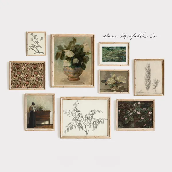 Green and Neutral Vintage Farmhouse Art Print Set