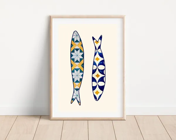 Portuguese Sardines, Boho Kitchen Decor Art Print