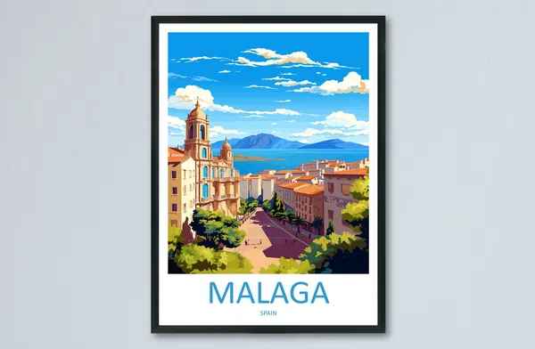 Malaga Travel Print Wall Art Spain Travel Poster