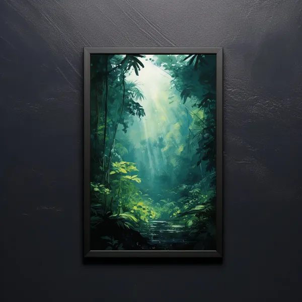 Tropical Rainforest Art Print, Lush Jungle Painting