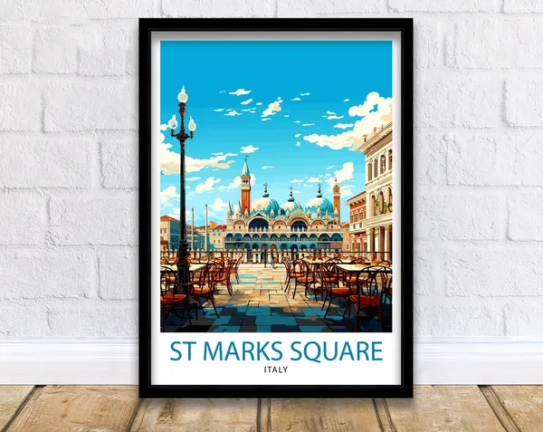 St Marks Square Venice Travel Poster, Europe Wall Decor