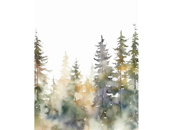 Pine Tree Art Print, Evergreen Forest Watercolor
