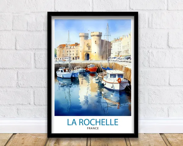 La Rochelle France Illustration Travel Poster