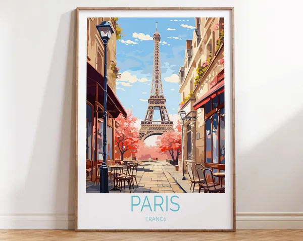 Paris Eiffel Tower Travel Poster, France Wall Art