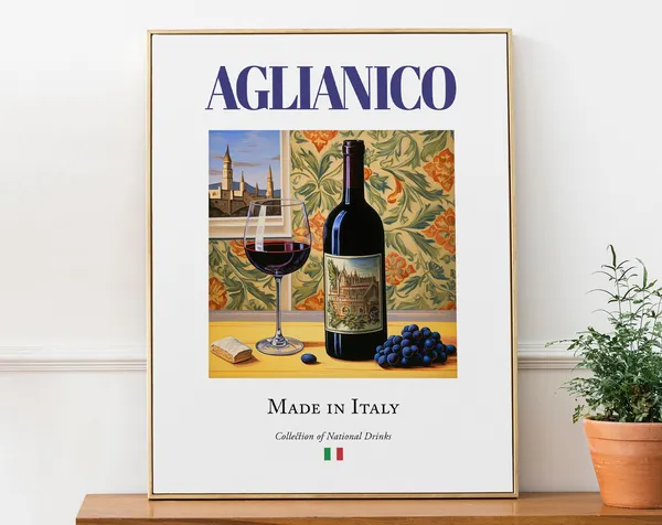 Aglianico Maiolica Tile, Traditional Italian Poster