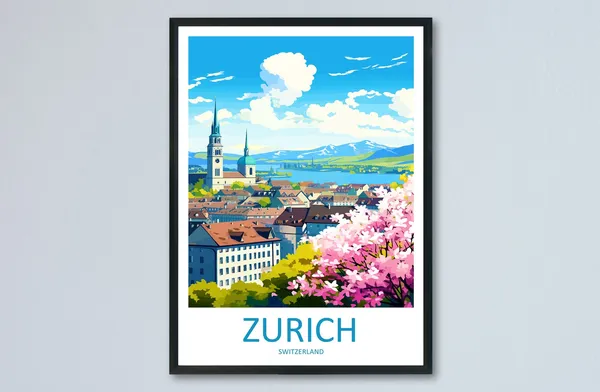 Zurich Travel Gift For Art Lovers Travel Poster