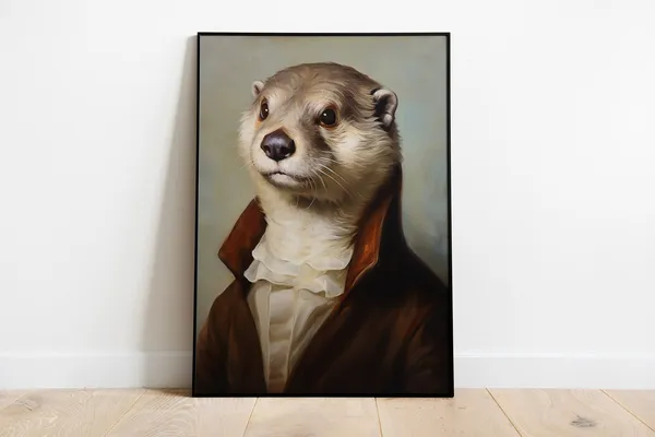 Renaissance Otter Portrait, Funny Animal Art Print