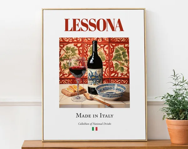 Lessona Maiolica Tile Italian Beverage Travel Poster