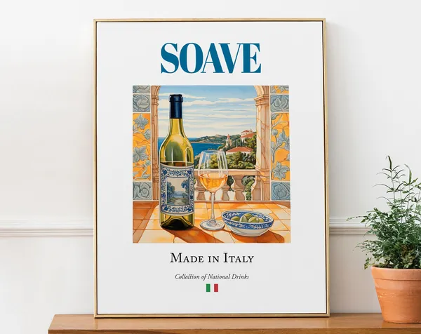 Soave Wine Maiolica Tile, Italian Kitchen Poster