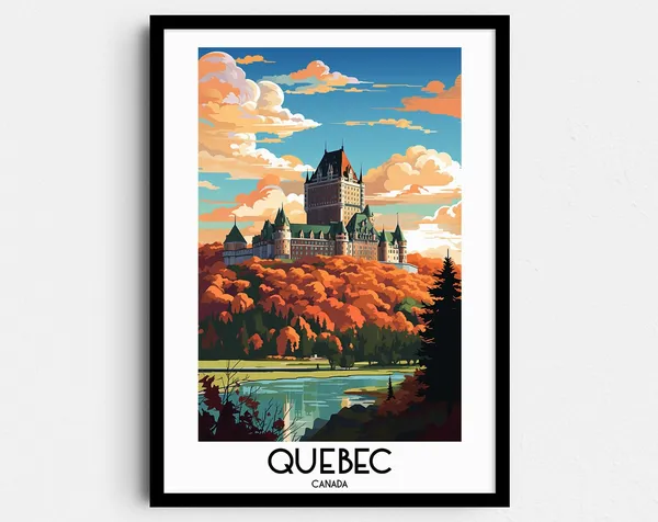 Quebec Travel Poster, Canada North America Home Decor