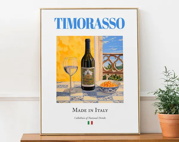 Timorasso Wine on Maiolica Tile, Italian Poster