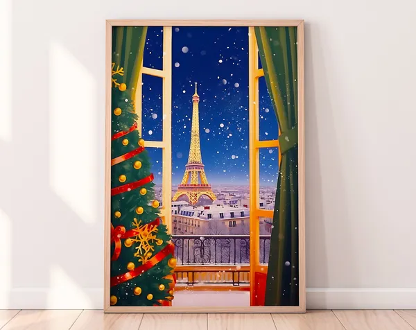 Christmas in Paris, Paris Winter Art Print