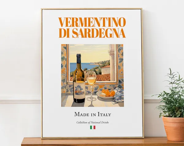 Vermentino Di Sardegna Wine Maiolica Tile Art Print