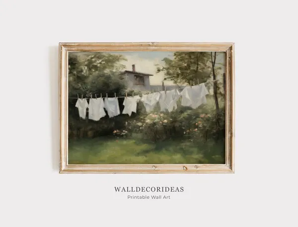 Laundry Room Vintage Farmhouse Oil Painting Art Print