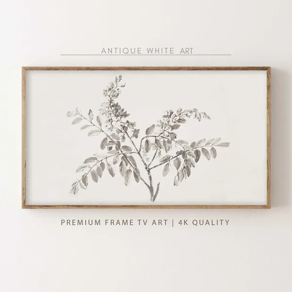 Neutral Flower Sketch Art Print, Vintage Autumn Sketch