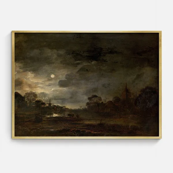 Full Moon On Farm Gothic Halloween Samhain Art Print