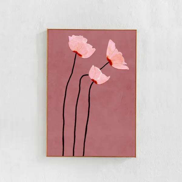 Poppy Flowers Painting, Scandi Cottagecore Art Print