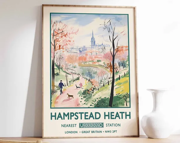Hampstead Heath London Print, William Morris Garden Style