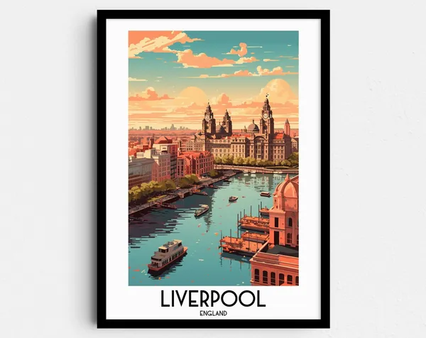 Liverpool Travel Poster, England Home Decor