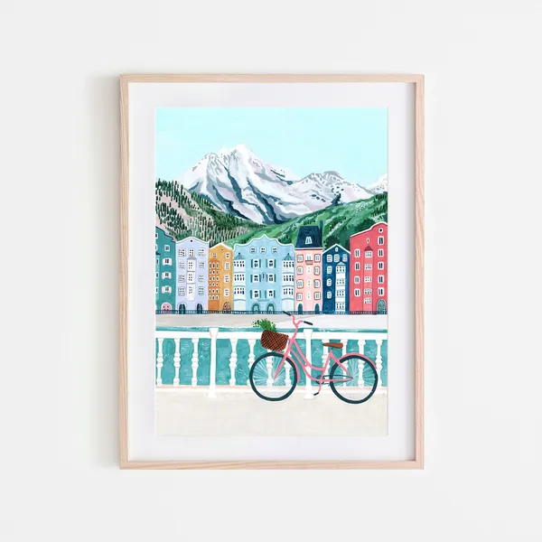 Innsbruck Austria Travel Poster, Austrian Alps