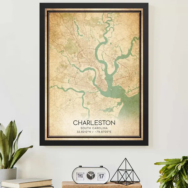 Vintage Charleston South Carolina Map Art Print