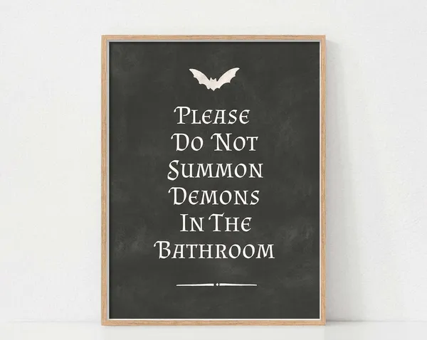 Halloween Bathroom Quote Print, Minimalist Decor Poster