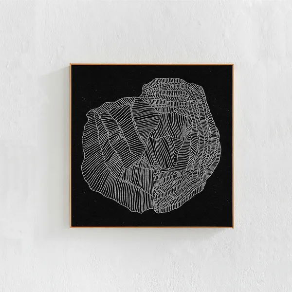 Abstract Line Drawing, Black Square Wall Art Print