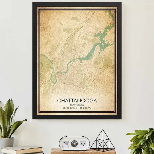 Vintage Chattanooga Tennessee Map Art Print