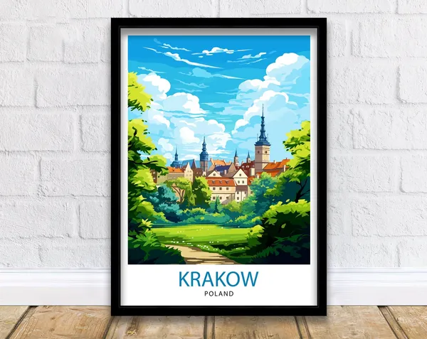 Krakow Poland Travel Poster, Europe Wall Decor
