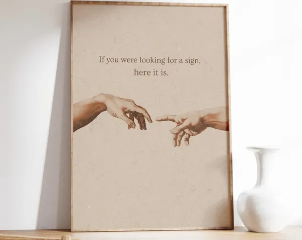 Adam Hands Renaissance Quote Print, Retro Poster
