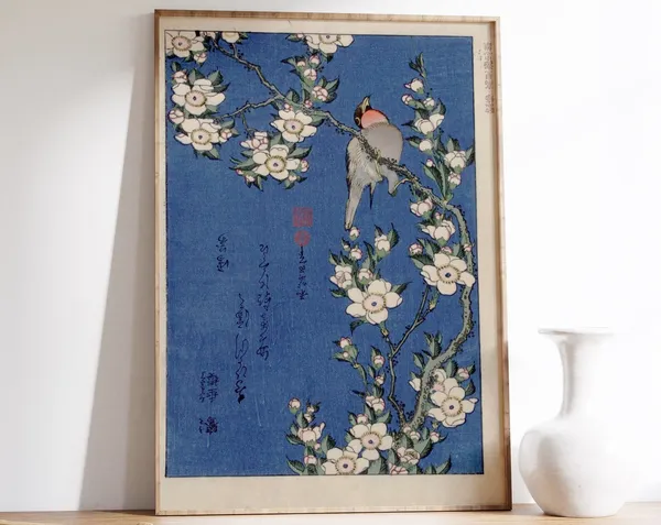 Hokusai Bird Print, Vintage Japanese Poster Art