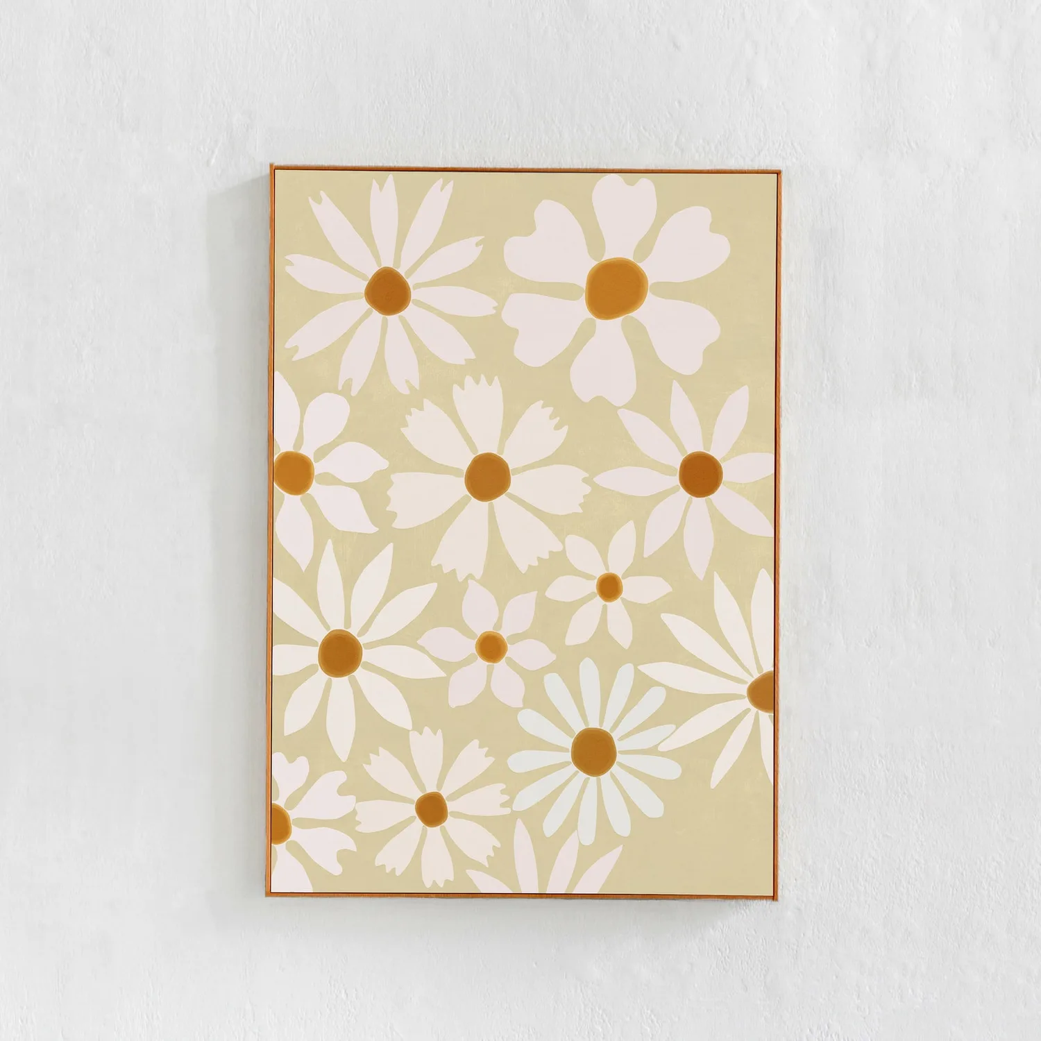Daisies Cottagecore Boho Art Print, Neutral Tones