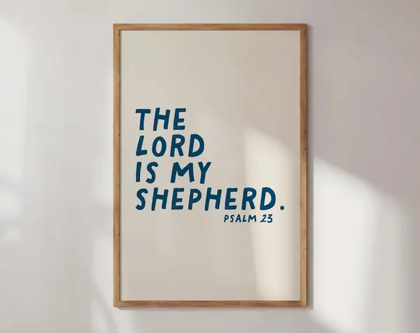 Psalm 23 Minimalist Christian Art Print, Bible Verse