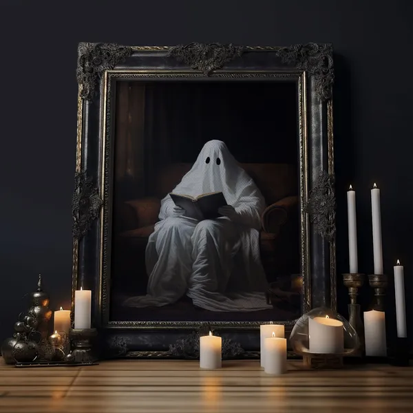 Victorian Ghost Reading A Book, Dark Academia Art Print