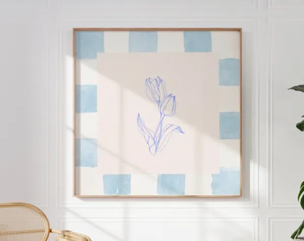 Tulip Illustration Print, Trendy Botanical Decor