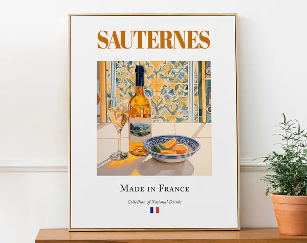 Sauternes Wine on Maiolica Tile, Traditional Art Print
