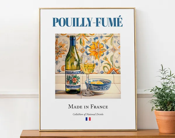 Pouilly-Fumé Maiolica Tile Kitchen Bar Art Print