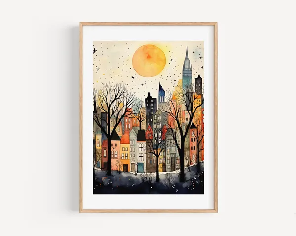 Chicago Modern Watercolor Art Print, Travel Poster