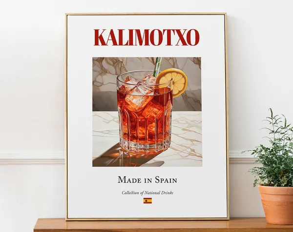 Kalimotxo On Maiolica Tile, Spanish Beverage Poster