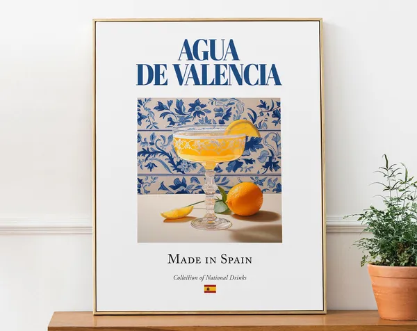Agua De Valencia Maiolica Tile Spanish Drink Poster