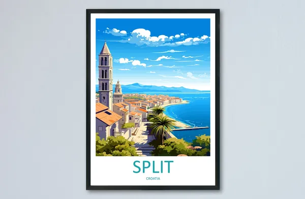 Split Croatia Travel Poster, Europe Wall Art Print