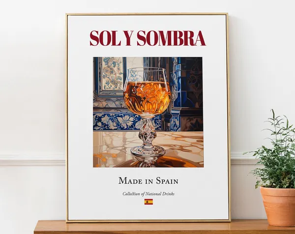 Sol Y Sombra on Maiolica Tile, Spanish Drink Poster