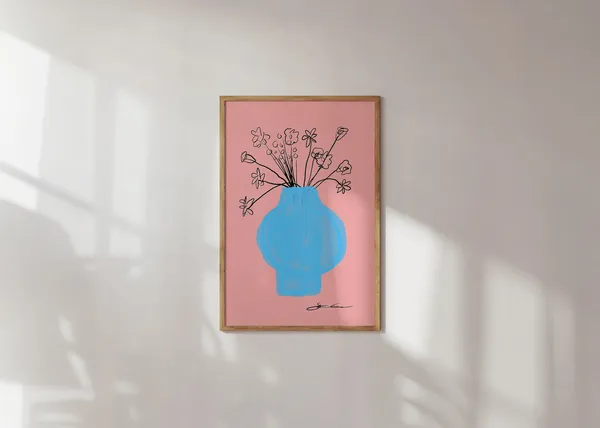 Retro Floral Botanical Vase Art Print