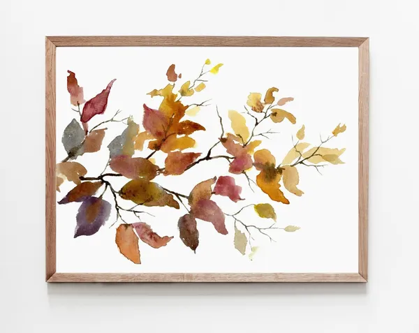 Fall Tree Painting Decor Autumn Leaves Art Print