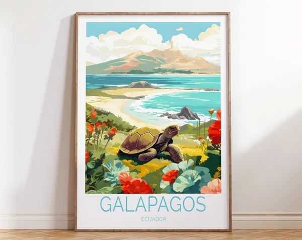 Galapagos Islands Travel Poster, Ecuador Park Wall Art