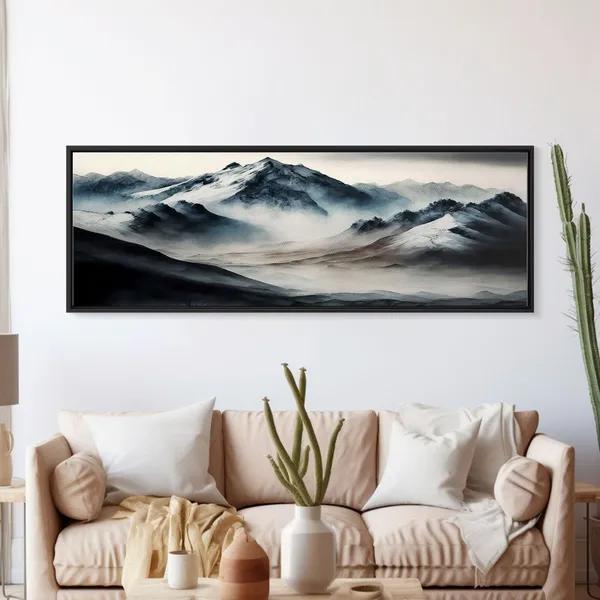 Watercolor Snowy Mountain Lake Reflection Art Print