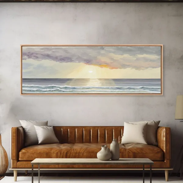 Panoramic Ocean Beach Sea Landscape Nautical Wall Art