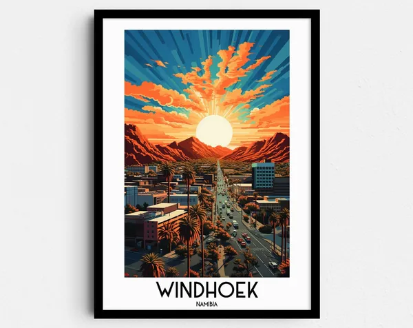Windhoek Travel Poster, Namibia Africa Home Decor