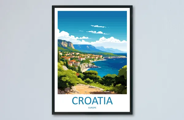 Croatia Travel Poster, Europe Wall Art
