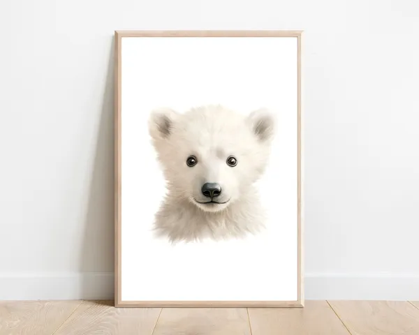 Polar Bear Nursery Decor Art Print, Arctic Animal